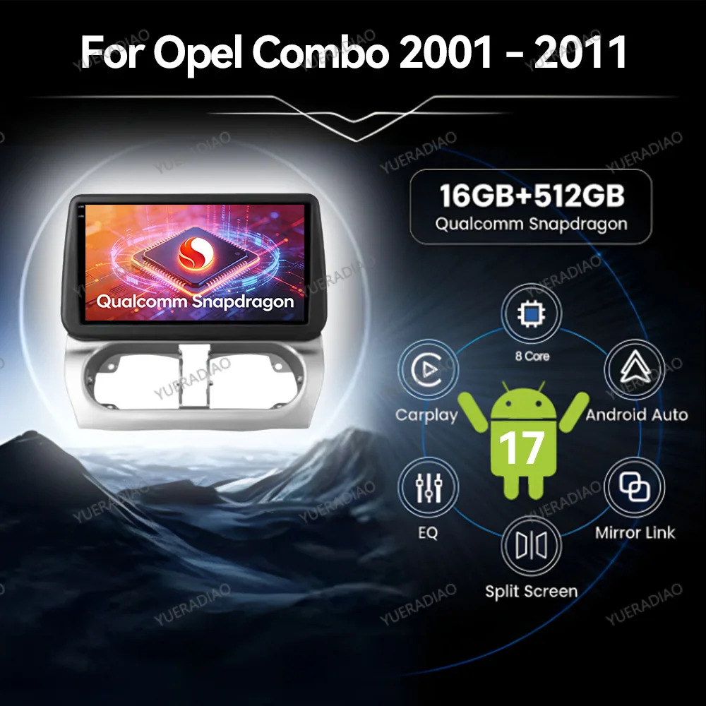 Android 17 Car Radio For Opel Combo Corsa Tigra 2001 - 2011 Multimedia Video Player Carplay Auto SWC Mirror Link Autoradio FM BT