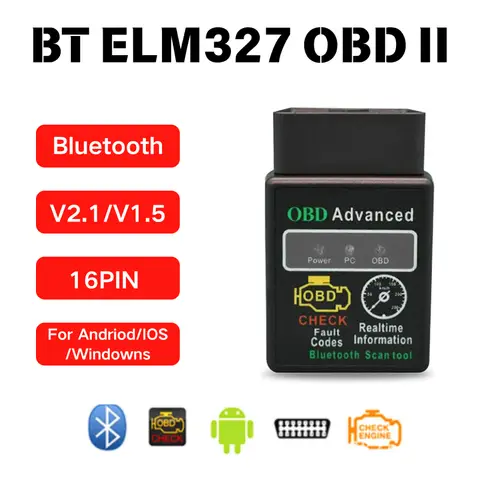 자동차 오토바이에 대 한 미니 ELM327 OBD2 코드 리더 스캐너 블루투스 자동차 오류 감지기 엔진 진단 도구 V1.5/V2.1