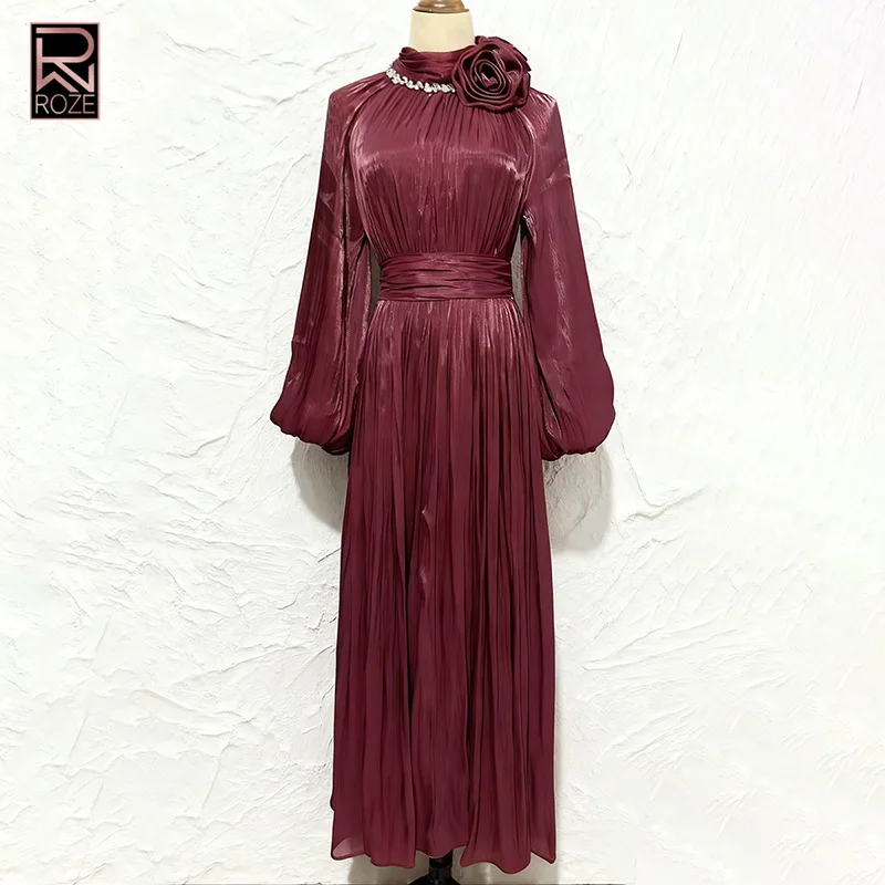 Abito lungo con maniche a palloncino e vita smock - 2025 Nuovo elegante abito con stampa floreale