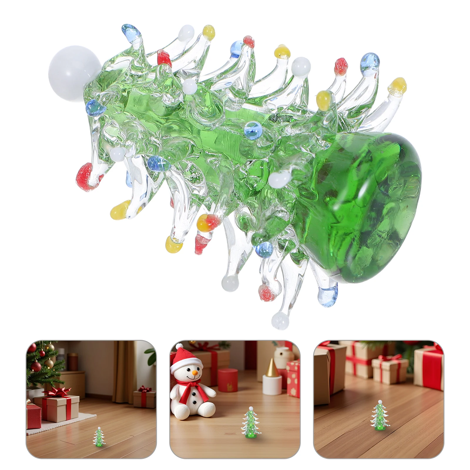 

Mini Glass Crystal Christmas Tree Ornament Tabletop Holiday Decor Fireplace Mantel Birthday Present Mini Tree Tabletop Decor