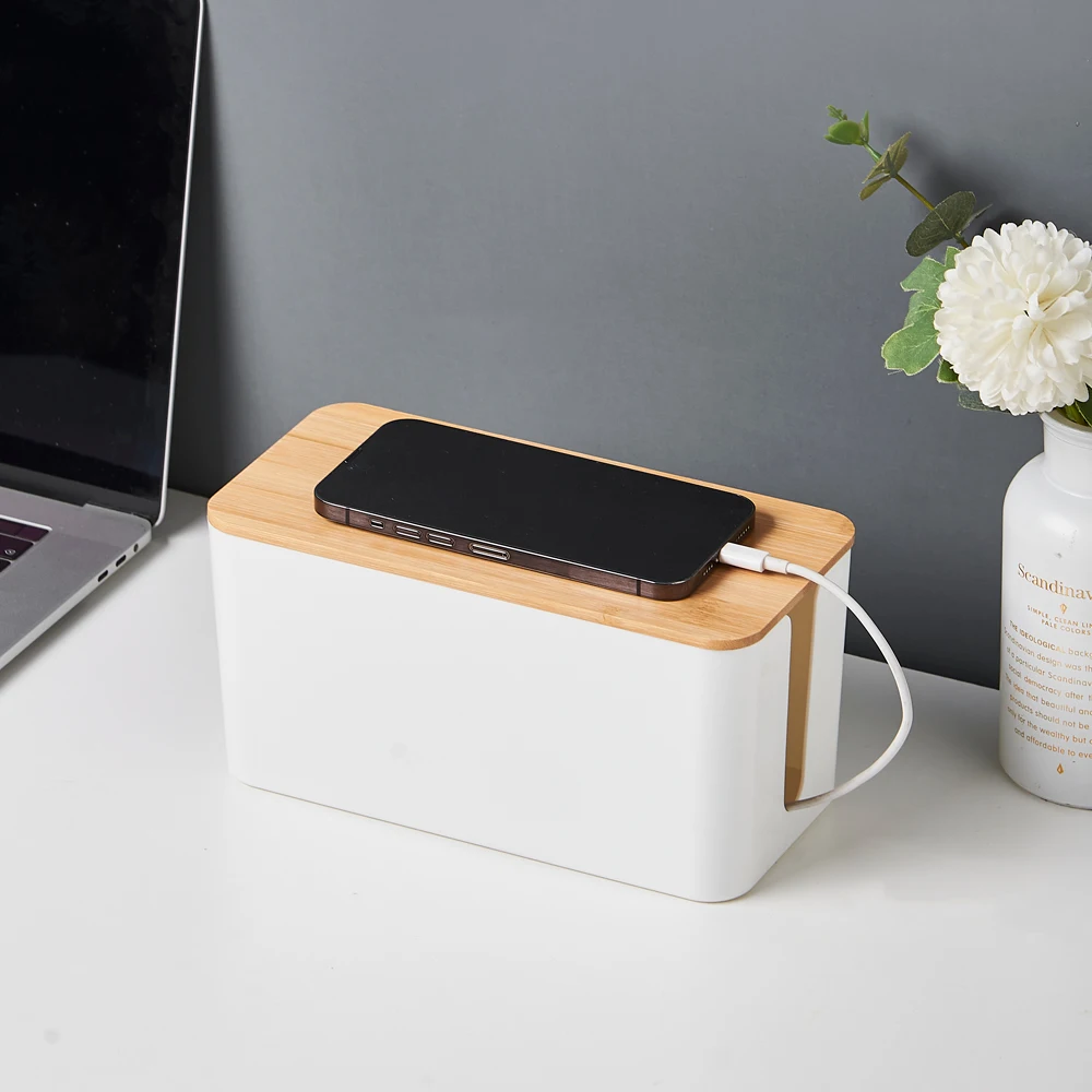 

Бамбуковый деревянный ящик для хранения кабелей, линия передачи данных, шнур питания, органайзер для провода, удлинитель для почвы, пластиковая коробка