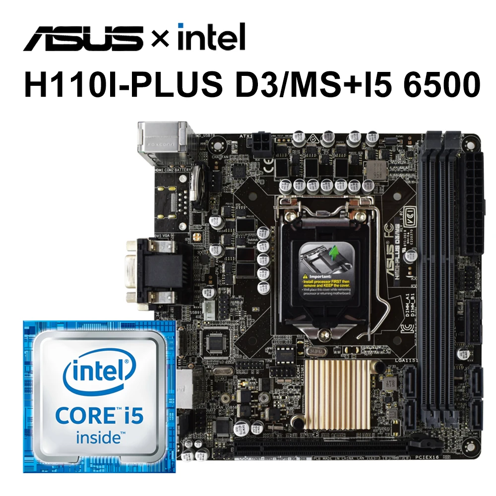 

Asus H110I-PLUS D3/MS Motherboard Kit with i5 6500 CPU Kit H110 Chipset Supports DDR3 32 GB Memory Suitable for Core i7 i5 i3