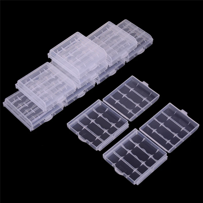 10pcs 4 Slots AA AAA Plastic Battery Holder Storage Box Battery Case Cover for AA AAA Rechargeable Battery Container Organizer