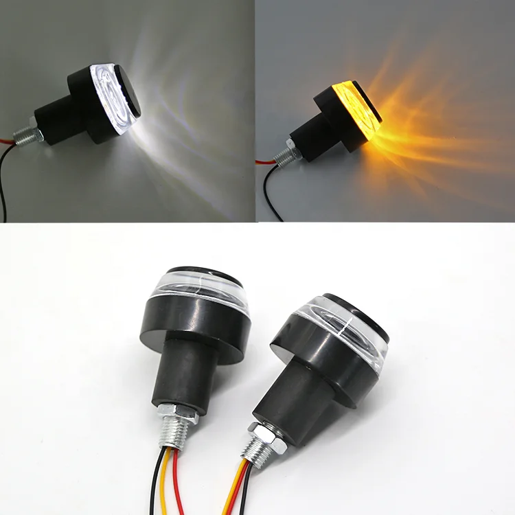 Motorcycle 12v LED Turn signal Light on the Handlebar Side White Yellow Flasher Handle Grip Flashing Light Side Indicator Light