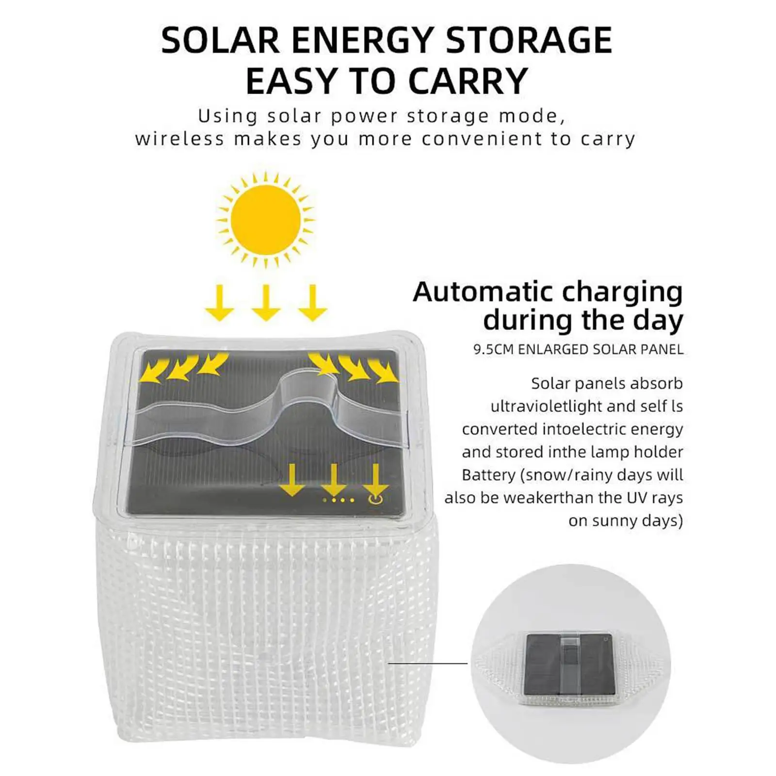 Folding Solar Camping Light, Compacto e Versátil, Solução de Iluminação Exterior, Resistente e Durável, Branco