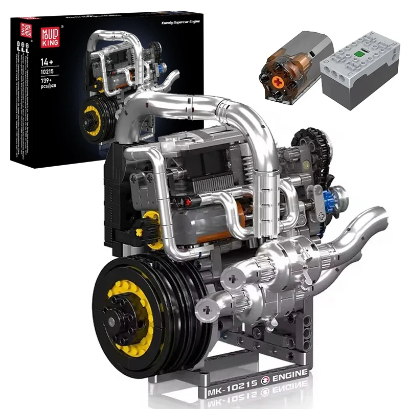 

Mold King 10215 технические моторизованные модели двигателя Koenig, 739 шт., детские игрушки STEM, коллекционные строительные блоки, наборы подарков для взрослых