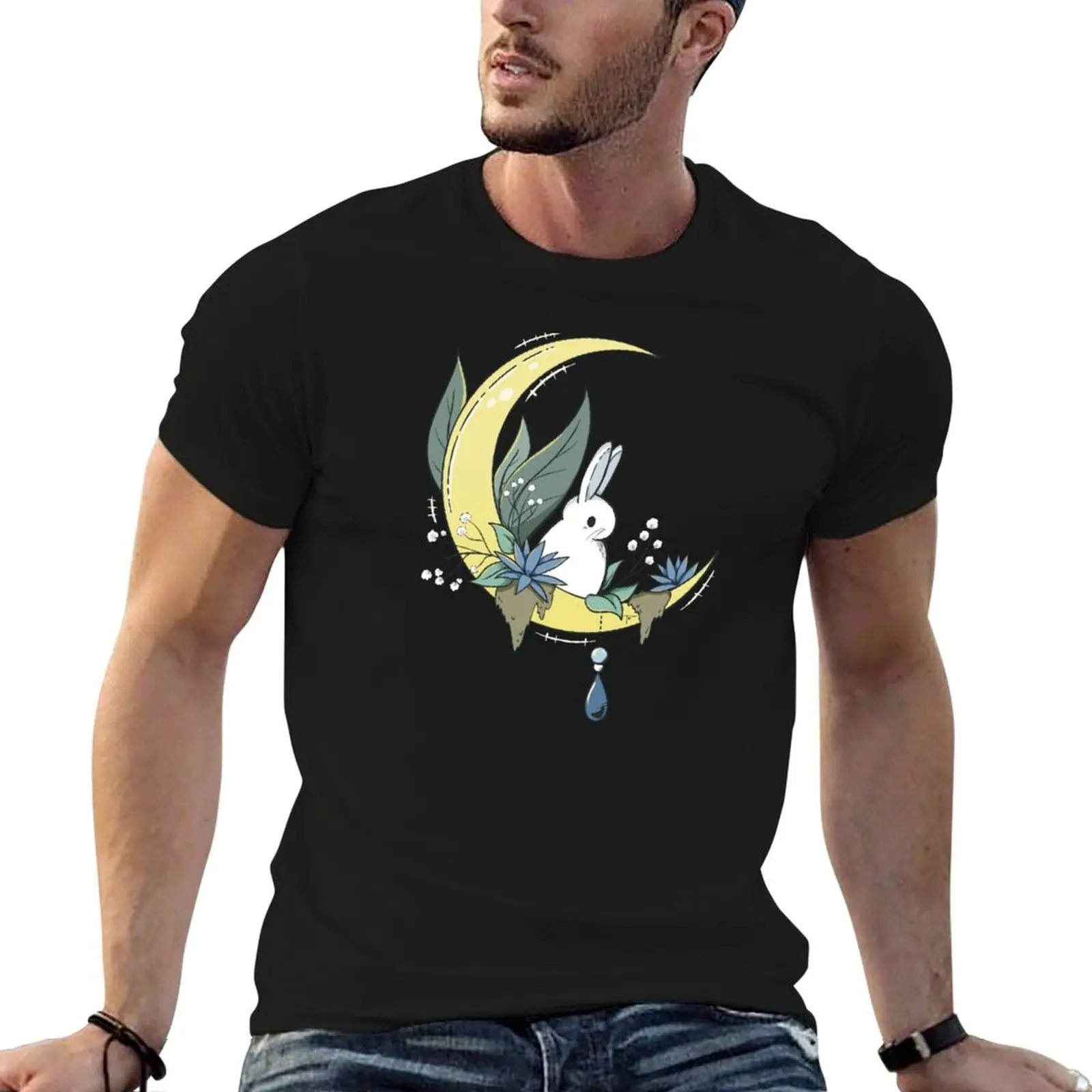 

Year of the Rabbit, Blue Moon T-Shirt printed t shirts for man men t shirt cotton 100% T-Shirt