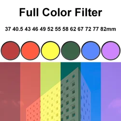 Full Color Filter 37 40.5 43 46 49 52 55 58 62 67 72 77 82mm Red Orange Yellow Green Blue Purple Camera Lens Filter Accessories