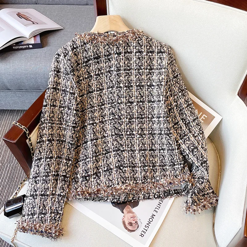 High-quality Temperament  Women Short Jacket Women  Vintage Tweed Jackets Elegant Coat Female Fashion Jacket Woman Chic Top