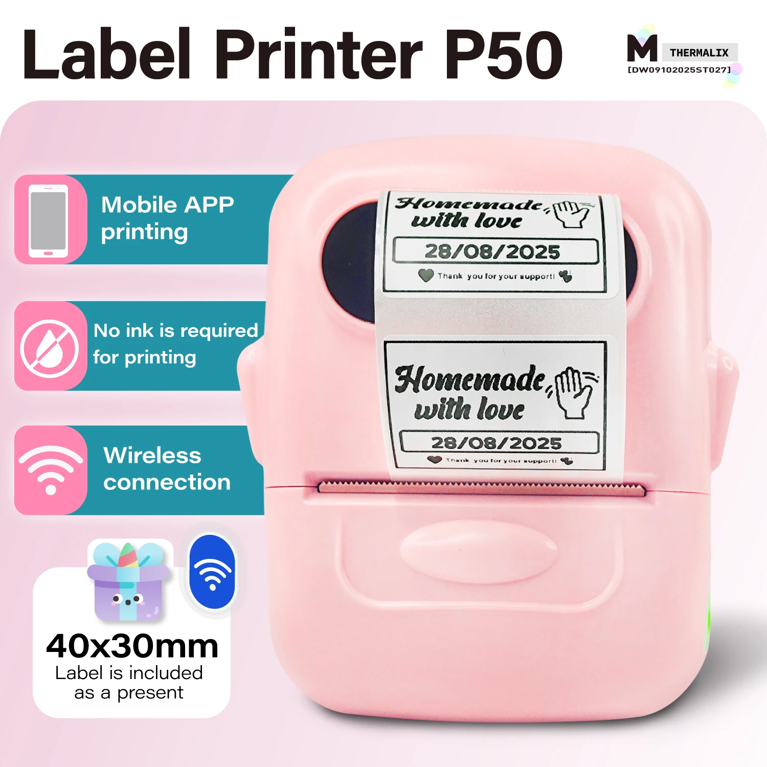 

Marklife Thermal Label Printer P50 Protable Inkless Sticker Printer For Office Kitchen School To Gift/Diy Creative Machine