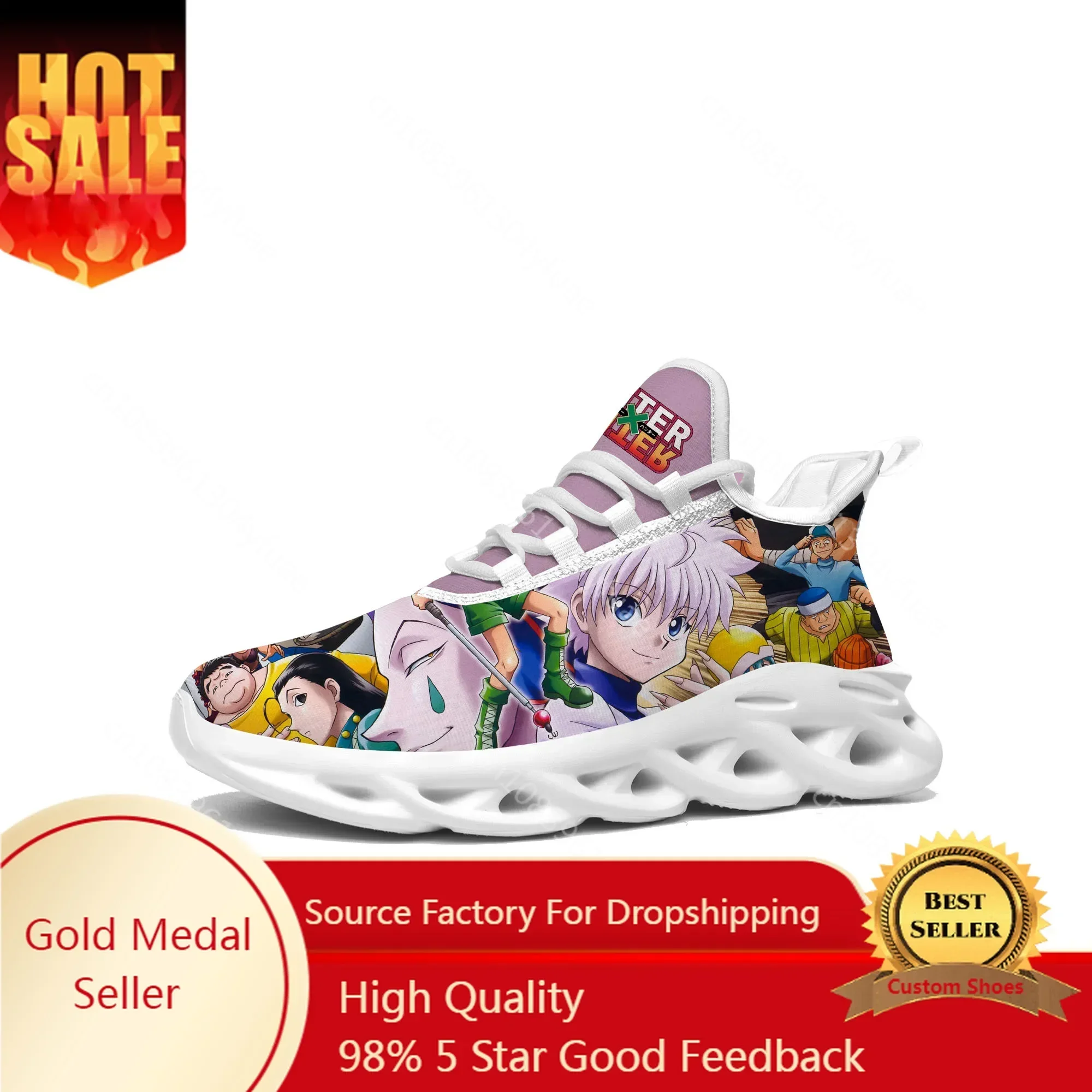 

Japanese Anime Hunter X Hunter Flats Sneakers Men Women Teenager Sports Running Shoes High Quality Cartoon Lace Up Mesh Footwear