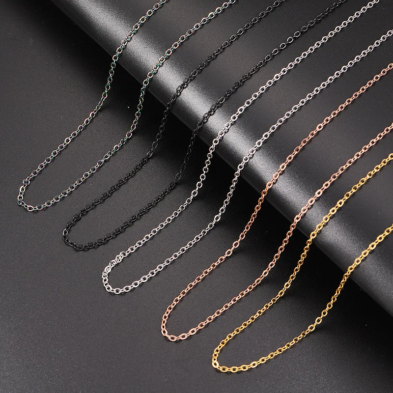 Fnixtar 10 sztuk Chain naszyjniki 40/45/50/55/60cm ze stali nierdzewnej kabel płaski łańcuch 1/1.5/2mm DIY biżuteria akcesoria