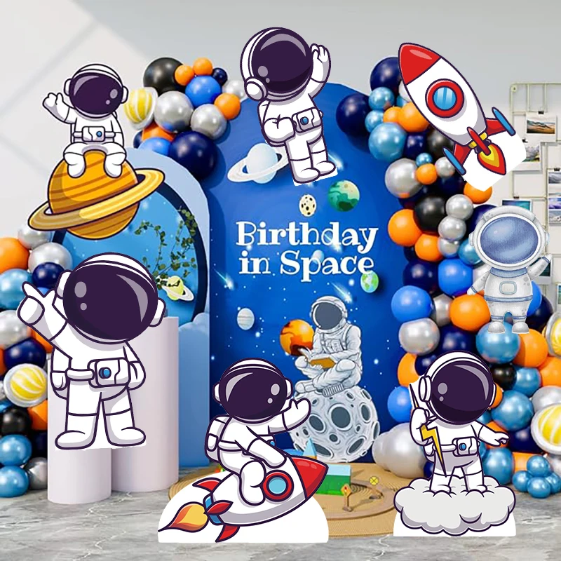 18/24/36inch Astronaut Rocket Cutouts Children Space Theme Birthday Backdrop DIY Decor  Baby Shower Outer Space Party Decor