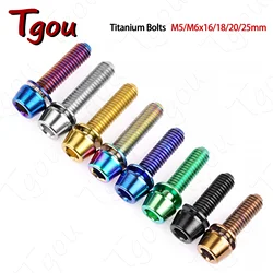 Tgou Titanium Bolt M5/M6x16 18 20 25mm with Washers Hex Head Screw for Bicycle Disc Brake Stem Clamp
