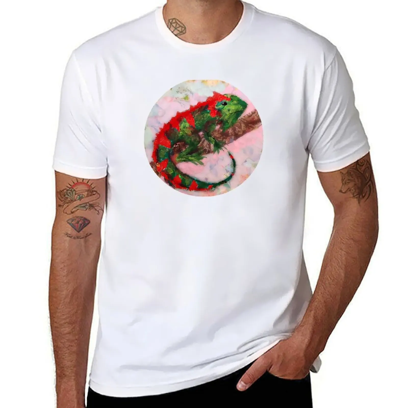 

Torn Paper Iguana T-Shirt man graphic t shirt man t shirts cotton T-Shirt