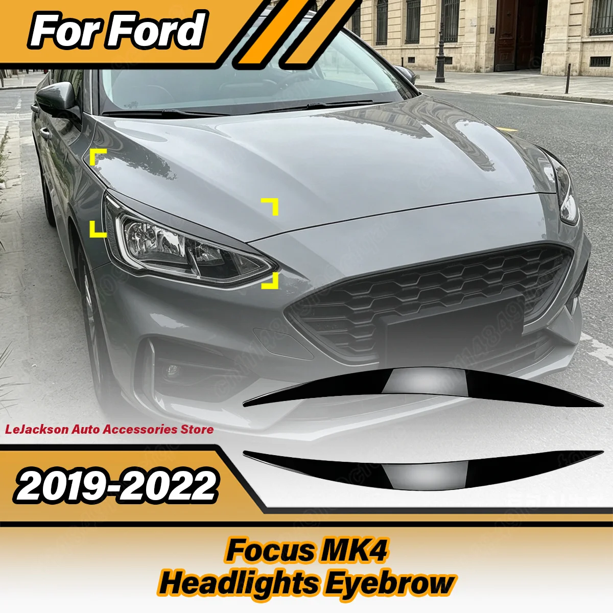 

For Ford Focus MK4 2019 2020 2021 2022 Automobile Headlights Eyebrow Car Eyelids Trim Sticker Cover Exterior Body Decorate Kit