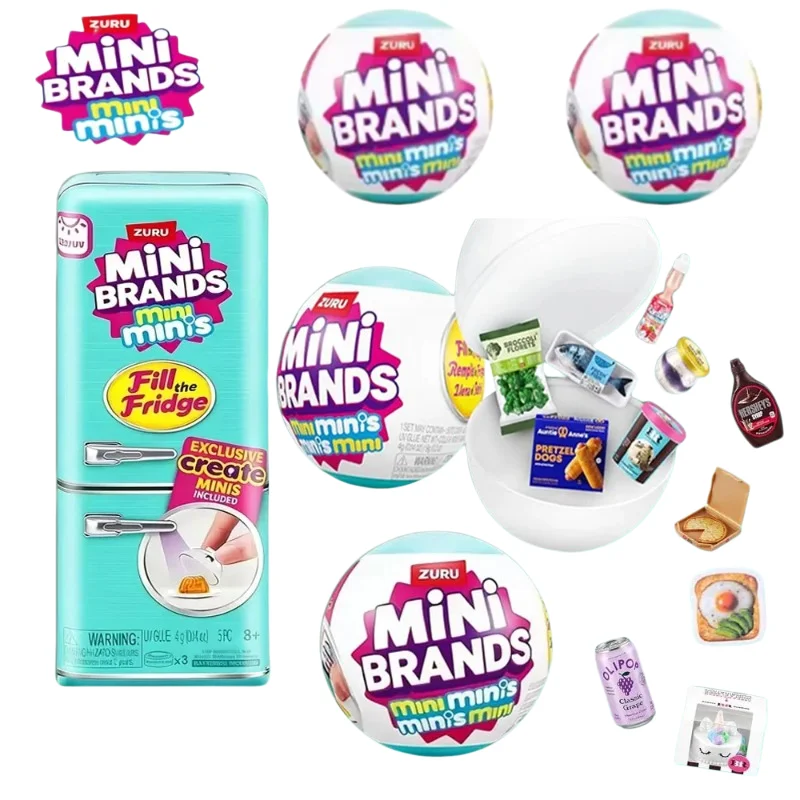 ZURU Mini Brand Surprise Refrigerator Ball Mysterious Toy Decoration Model Blind Box Fill The Fridge Collection Surprise Toys