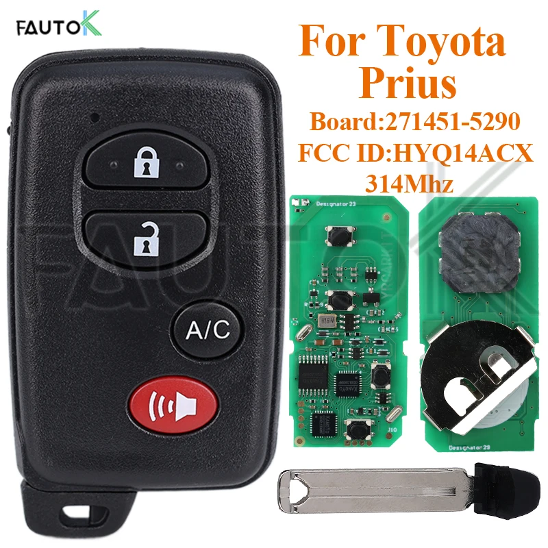 

Для Toyota Prius/подключаемый модуль 2010 2011 2012 2013 2014 2015, плата дистанционного брелока с умным управлением 271451 -5290 314 МГц FCC ID: HYQ14ACX