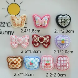귀여운 만화 카와이 나비 하트 시리즈 플랫 백 송진, DIY 스크랩북 카보숑 장식 액세서리, 10 개