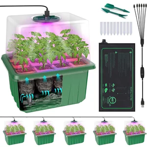 Baki Starter Benih dengan Grow Light Kit Starter Benih dengan Alas Panas Baki Starter Bibit dengan Waktu Baki Kentalkan Kubah Kelembaban 12 kubah kelembaban penjualan terbaik - №