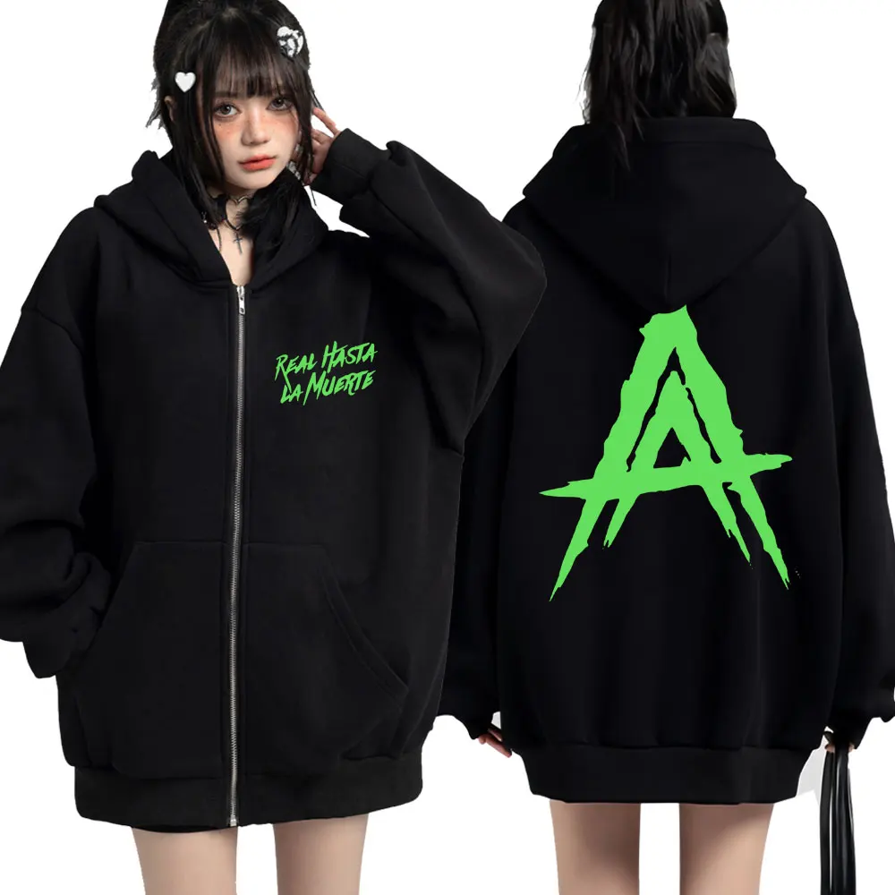 

Anuel AA Real Hasta La Muerte Zip Up Hoodie Fashion Casual Hip Hop Cardigan Sweatshirt Harajuku Zipper Hoodies Streetwear Jacket