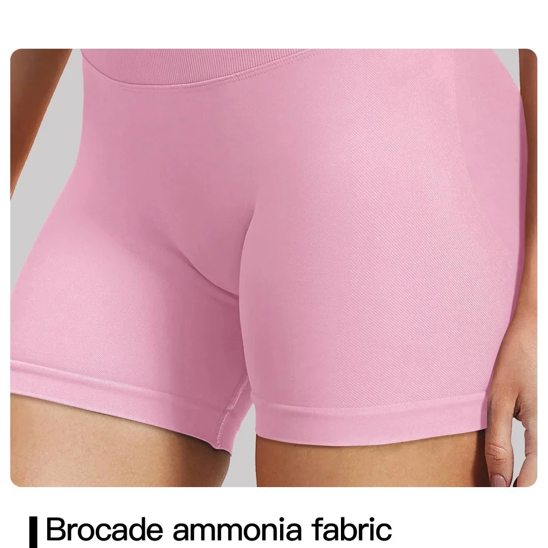 Pilates-Strickshorts für mittelschweres Training, hohe Dehnbarkeit, pfirsichfarbene Hüften, keine unangenehmen Linien, lässige Fitness – Detail 8