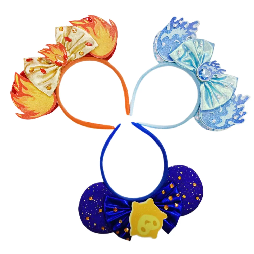 2024 Mickey Mouse Ear Headband Ater Fire Eleme Bow Sequin Hairband Women Hair Hoop Birthday Gift Adult/Child Cosplay Accessories