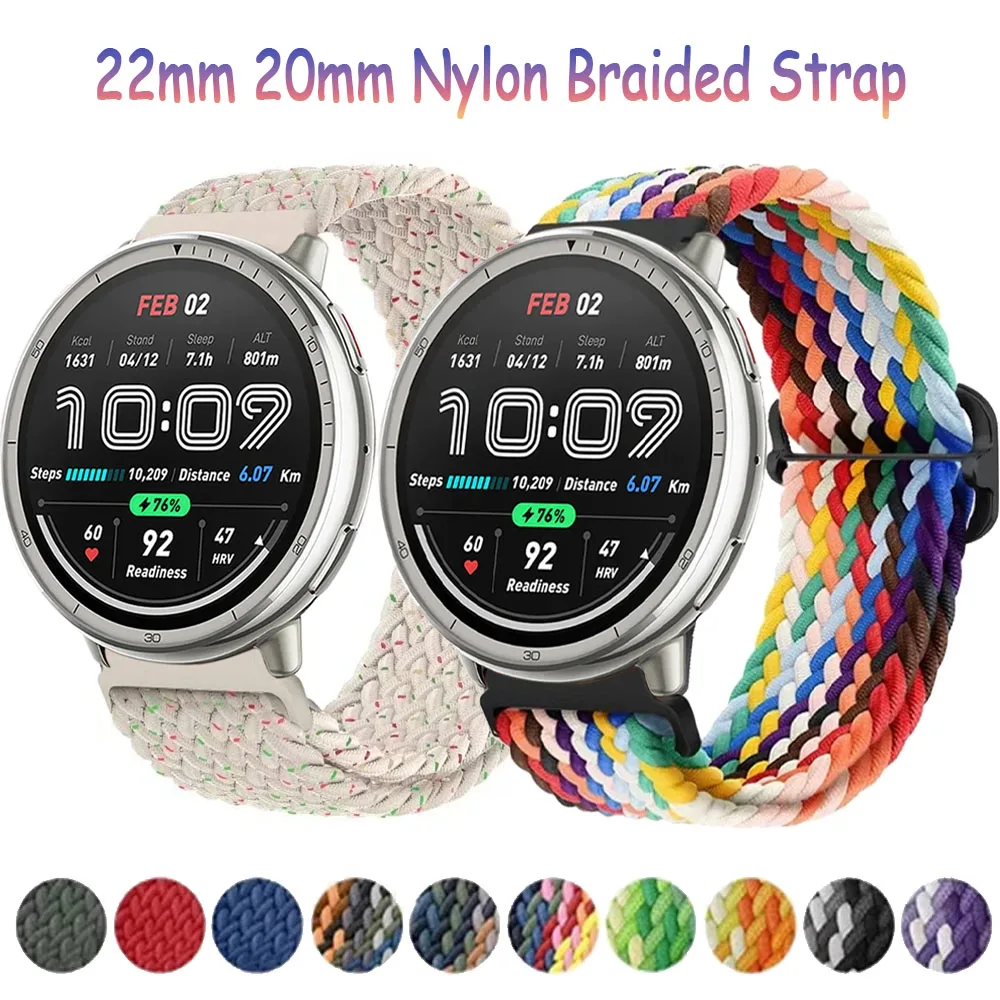Cinturino in nylon da 22mm 20mm per Amazfit Active 2/Amazfit Bip 5 6 cinturino regolabile traspirante per Amazfit GTS 3 4 4mini accessori