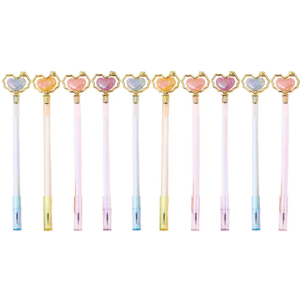 

10Pcs Lovely Heart Gel Pens Portable Writing Pens for School Office Multipurpose Student Signature Note Taking Gift