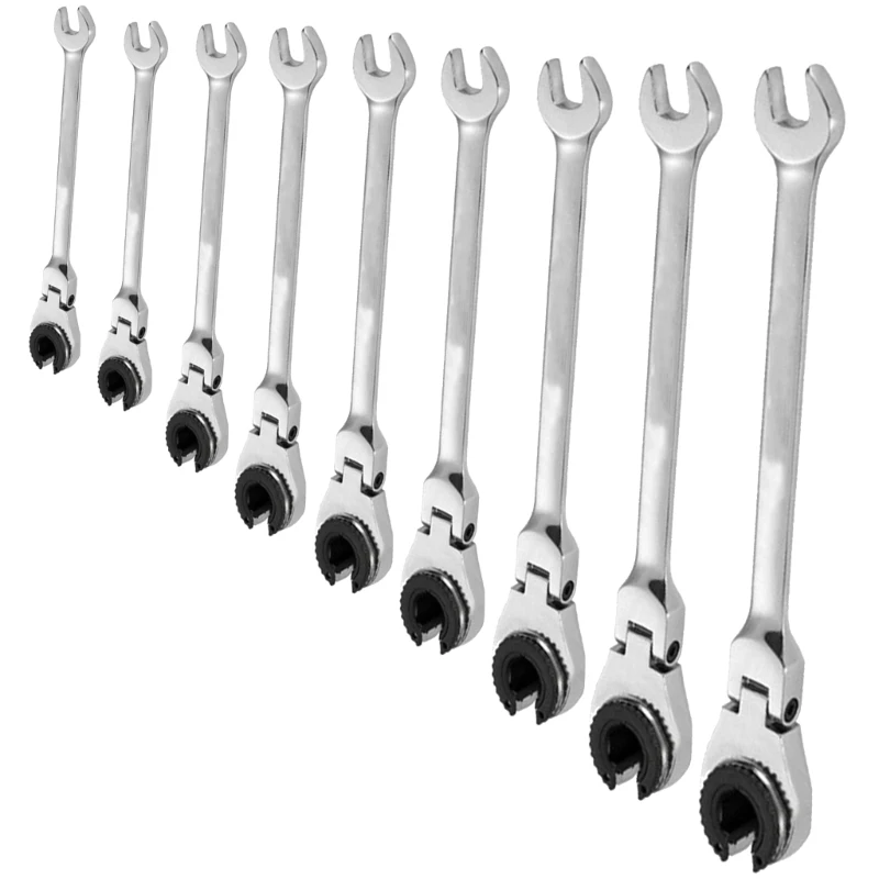 Highly Torques Flexible Head Ratcheting Wrench 72 Tooth Steel Wrenches for Heavy Applications & Fastening Spanner