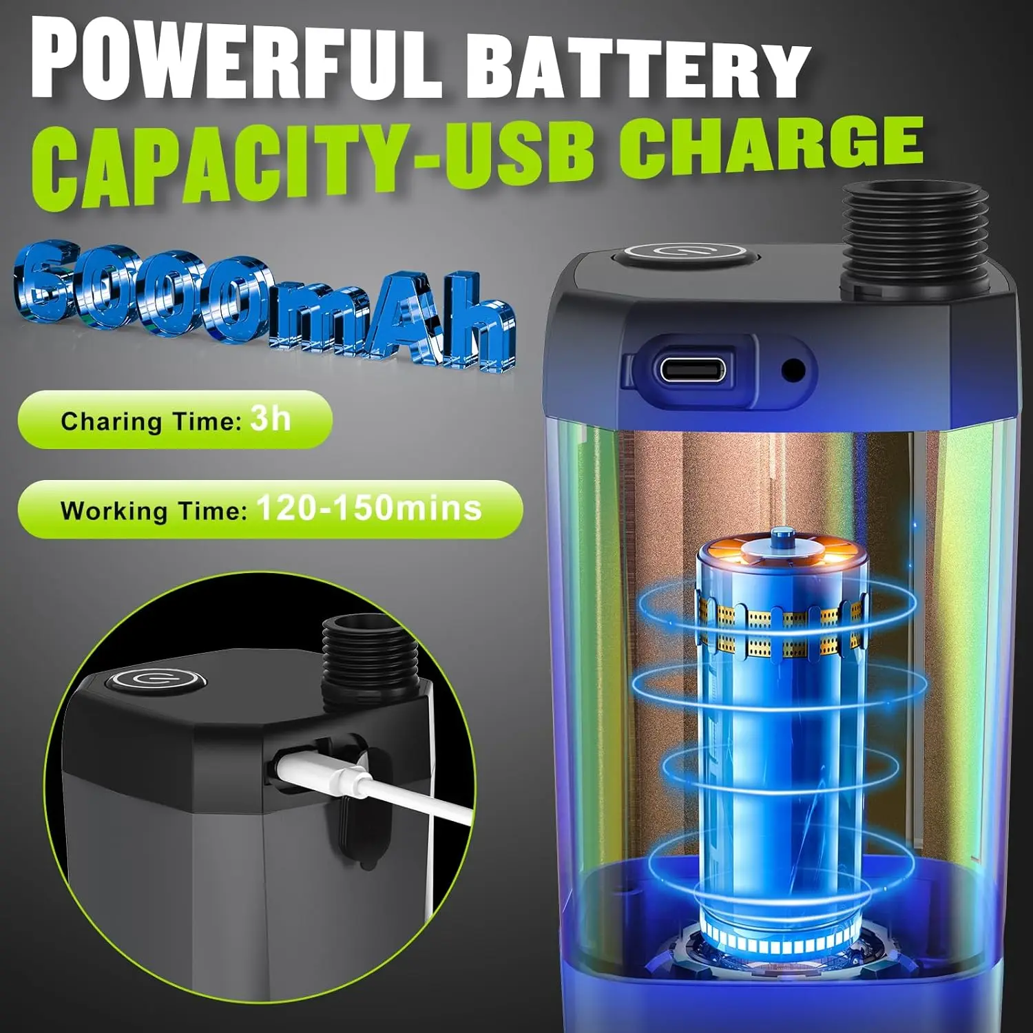 Portable Shower for Camping, [Long-Lasting] Spopal 6000mAh Rechargeable Camping Shower with Intelligent LED Display