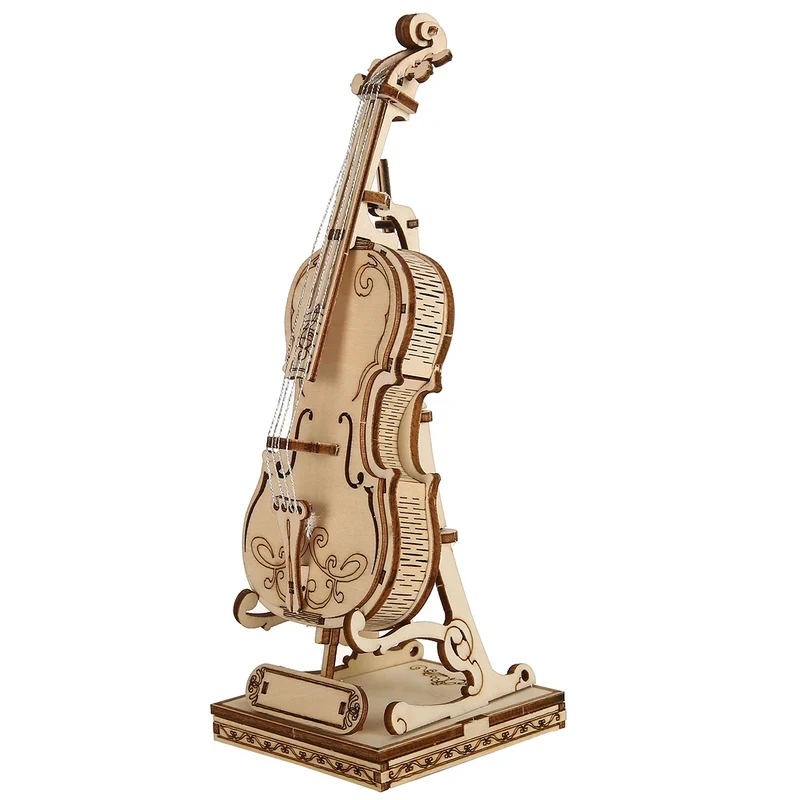 

OUZEY 3D Wooden Violin Puzzle Mechanical Model Kit DIY Building Toy Handcraft Gift Home Decoration Scale Model for Adults