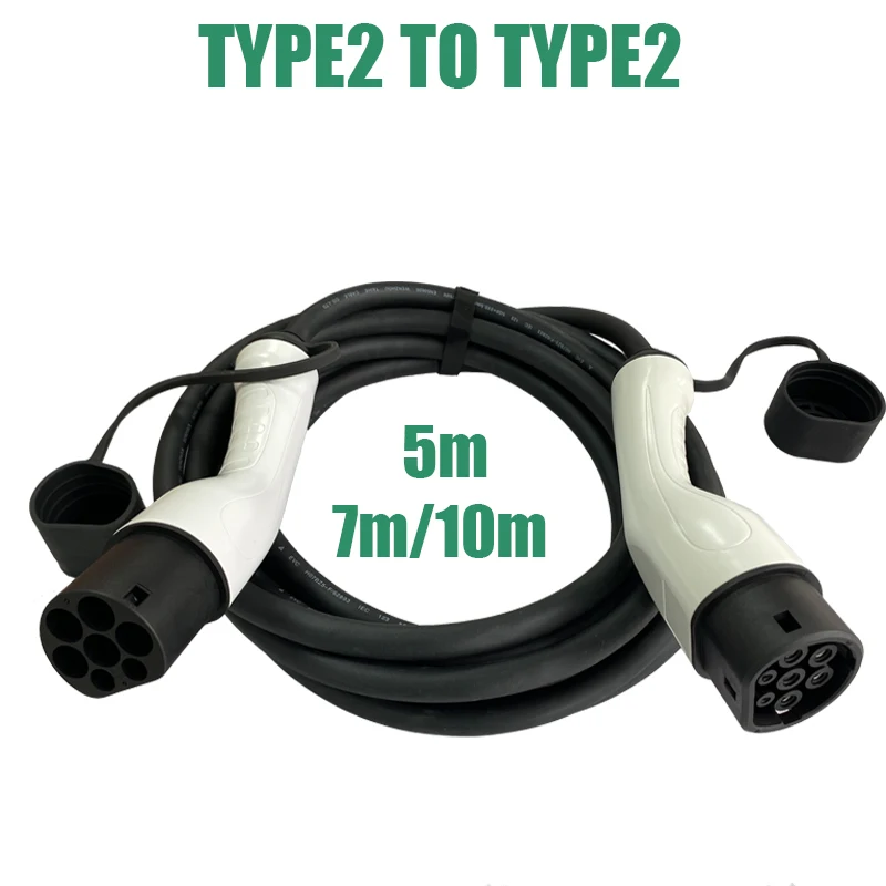 

32A 22KW EV Charger Cable type2 to type2 Extension Cable Length 5M/7M/10M for Charging Station 1 Phase/3 Phase IEC 62196 Plug