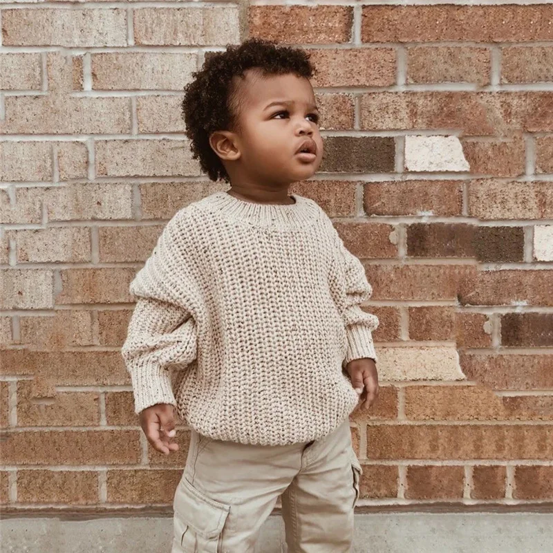 Autum Winter Baby Sweater Loose Style Knitted Baby Boy Girl Clothes Round Neck Kid Toddler Girl Boy Pullover Baby Outerwear