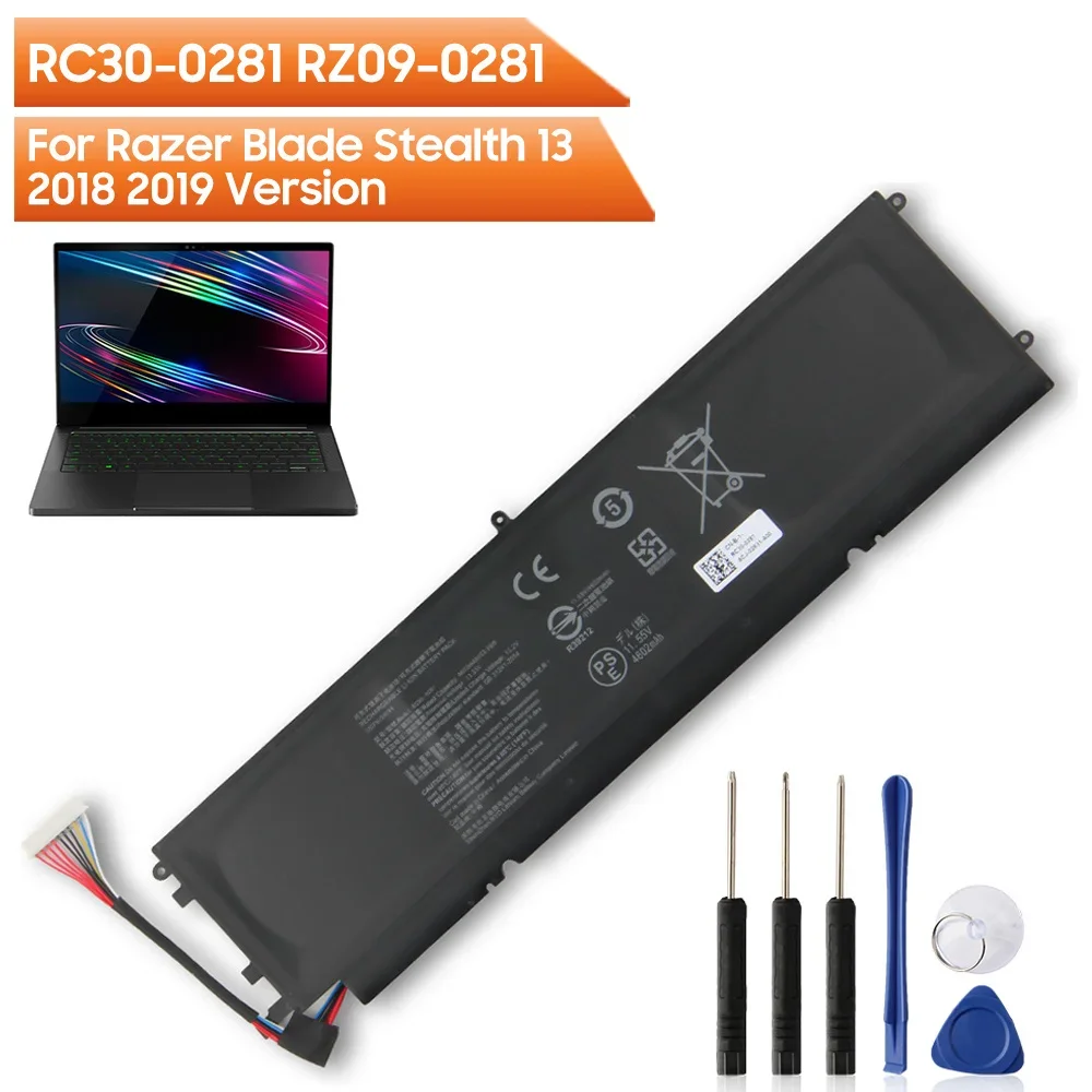 Replacement Battery RC30-0281 RZ09-0281 For Razer Blade Stealth 13 2018 2019 RZ09-02812E71 Rechargeable Battery 4602mAh