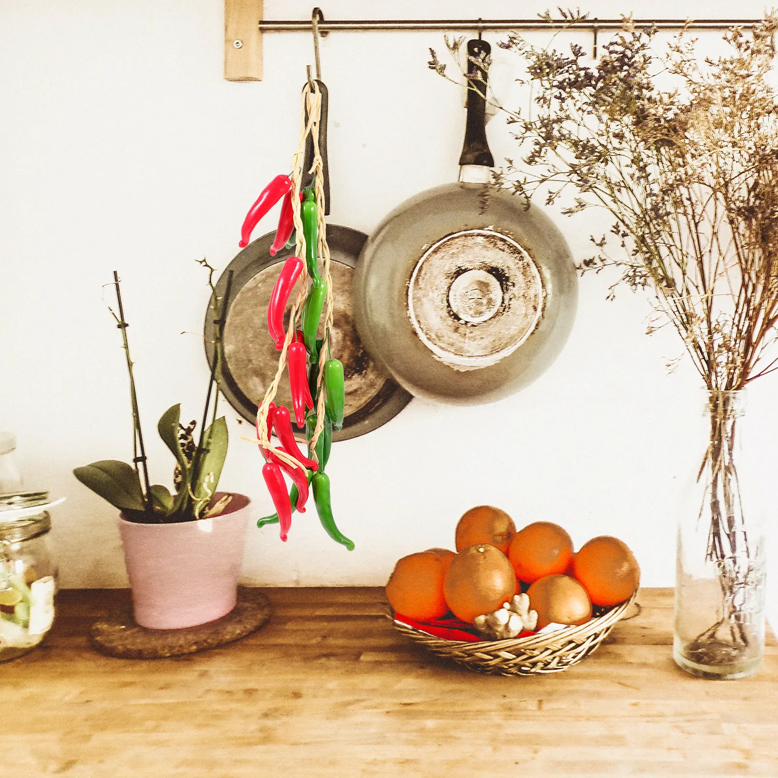 2 Pcs Chili Kitchen Decor Artificial Vegetables for Decoration Food Display Pepper Hanging Ornament Home