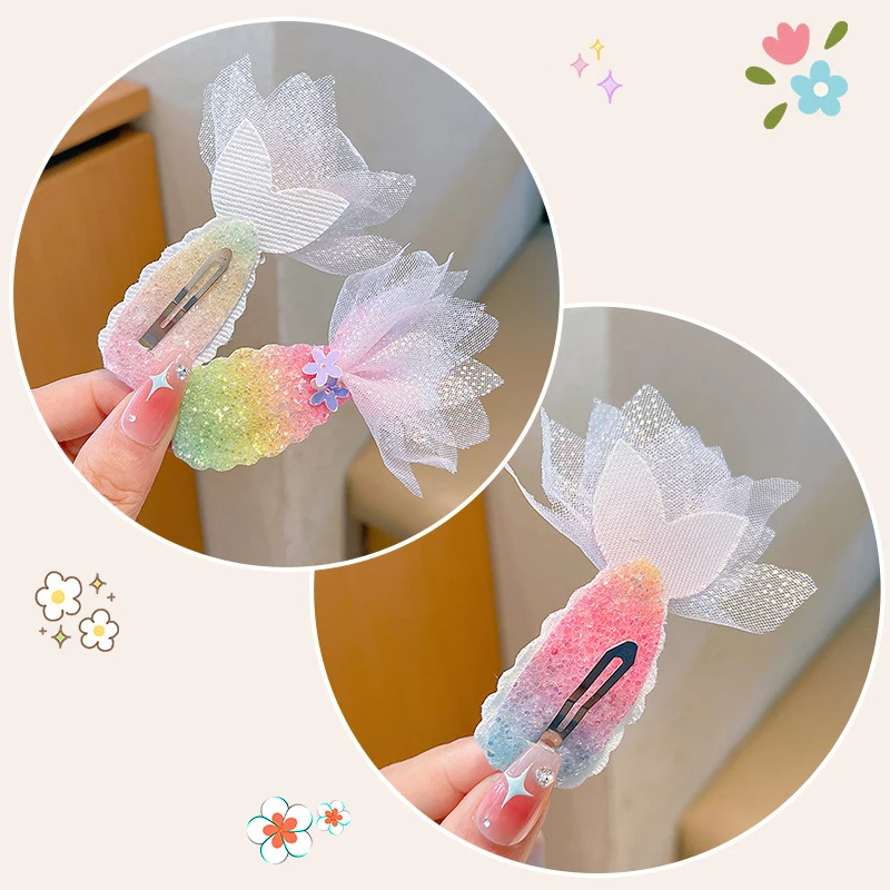 Glitter Mermaid Princess Hairpins เลื่อมน่ารักการ์ตูนคลิปผมสําหรับเด็กทารกผมคลิป Headdress อุปกรณ์เสริม