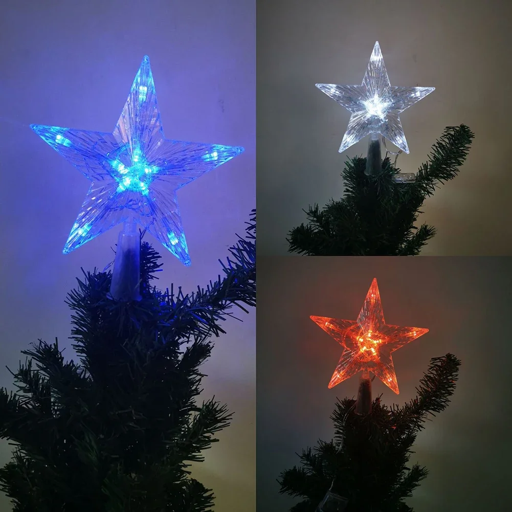 1 Stück Weihnachtsbaumspitze Stern, Stern-Nachtlicht, 15 cm, Weihnachtsstern, batteriebetrieben, ideal für Weihnachtsbaum-DIY (Batterien nicht im Lieferumfang enthalten)