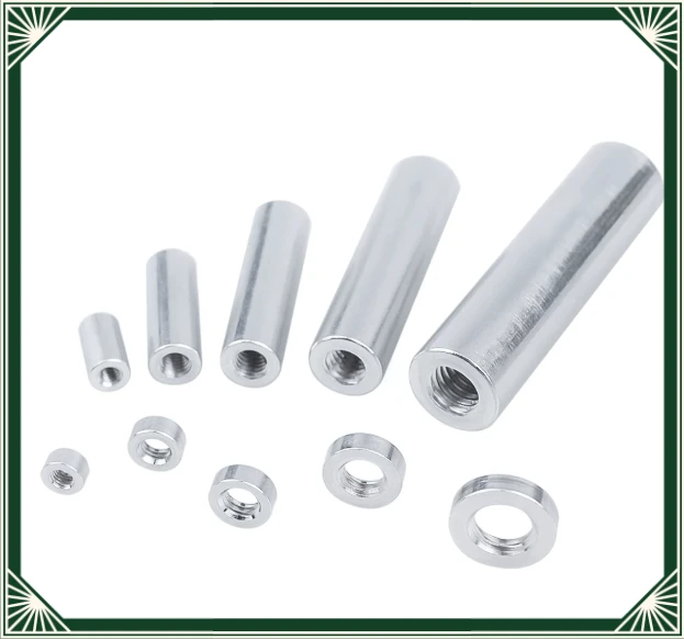 100pcs internal thread 6063 round nut aluminum column bushing spacer