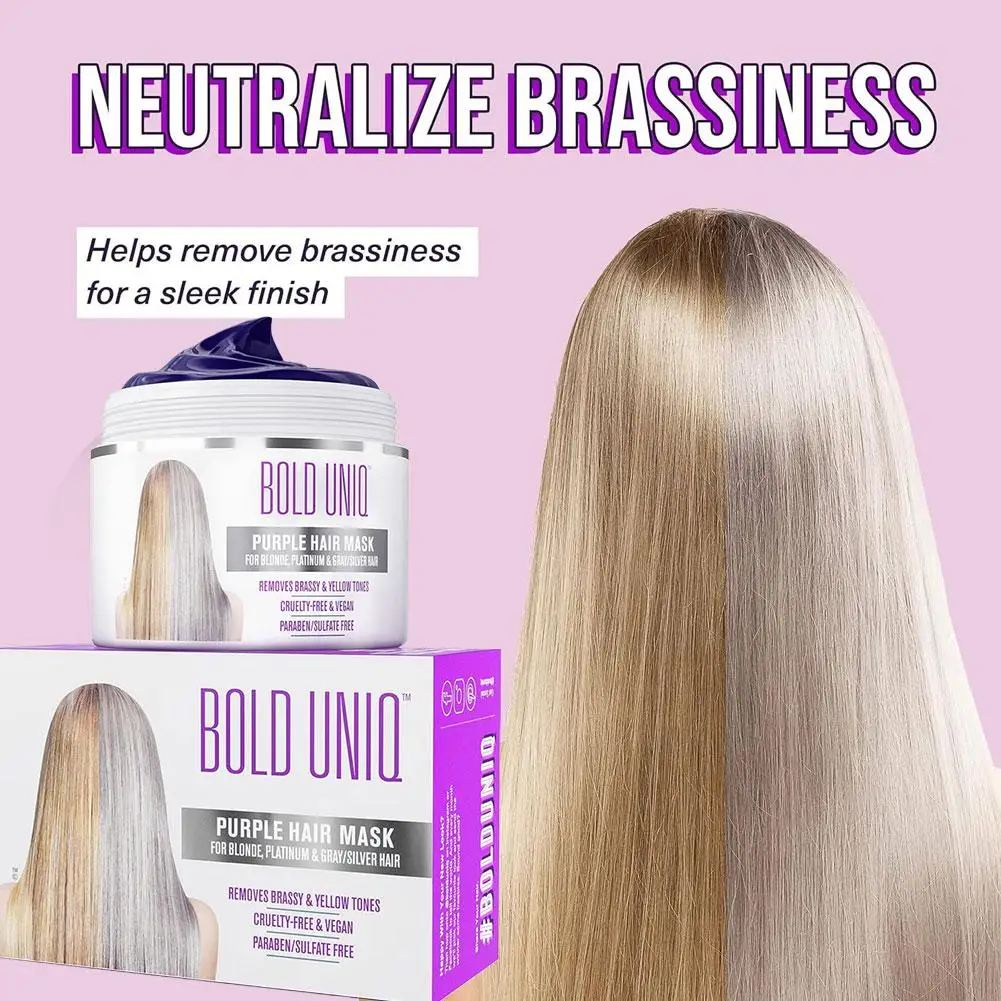 

Purple Hair Mask Hair Repair Deep Nourishing Soft Smoothing Shiny Repairing For Damaged Frizzy Hair Straightening Hair Care