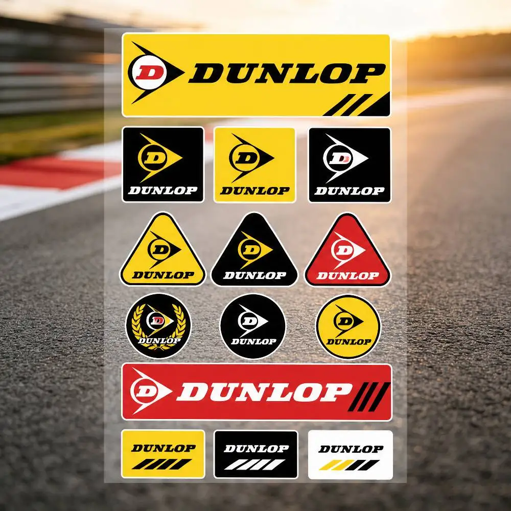 Dunlop Long Lasting Waterproof Reflective Sticker Scratch Conceal Fit Motorcycle Car Helmet Fridge Decals