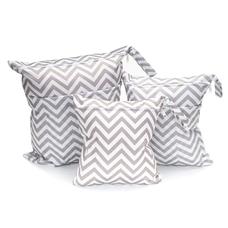 J15U 3 قطعة/المجموعة الطفل حقيبة حفاضات مطبوعة بولي TPU مقاوم للماء الحفاض مزدوجة سستة حقيبة يد عربة تحمل حزمة تخزين الجيب