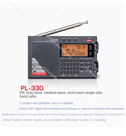 

PL-330 FM/MW/SW/LW SSB DSP Full-Band Radio Multi-functional Portable Radio Receivers High Sensitivity Radio PL330