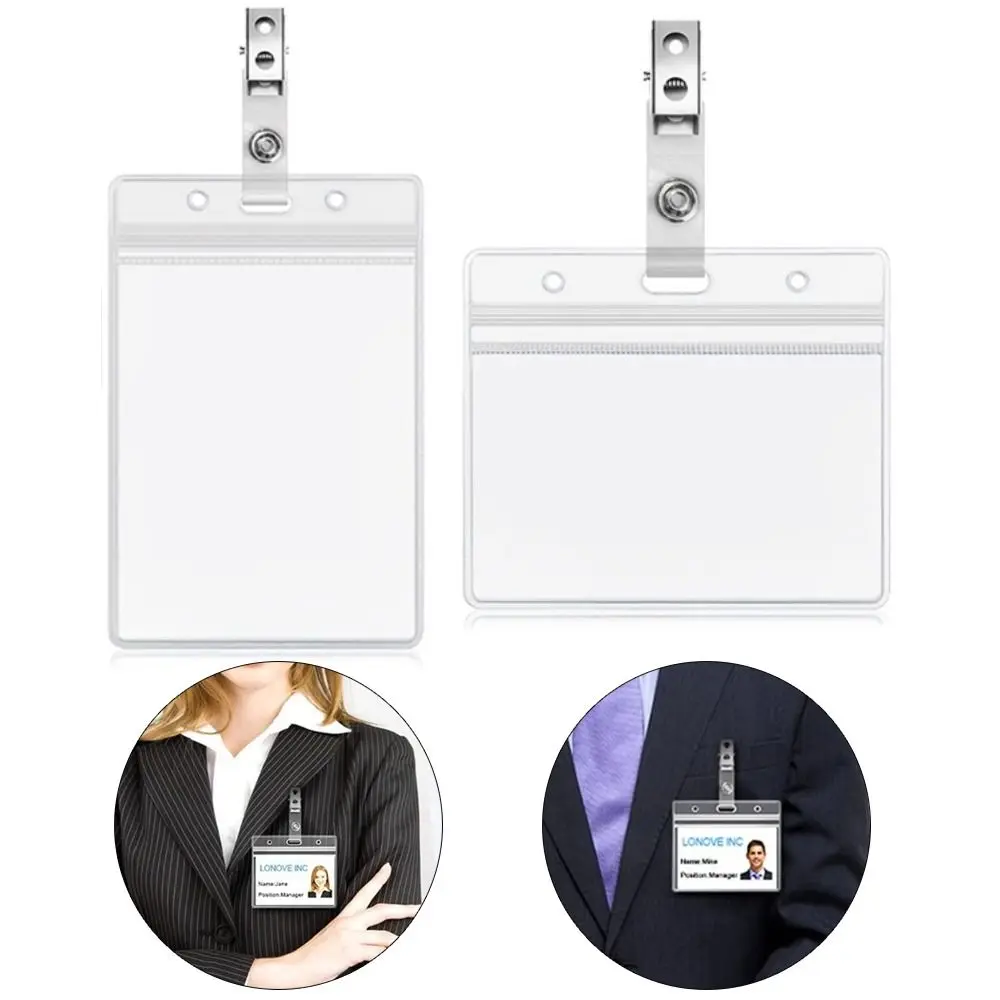 

Waterproof PVC Work Card Holders Transparent Multi-use Business Card Holder ID Card Sleeve Student Supplies