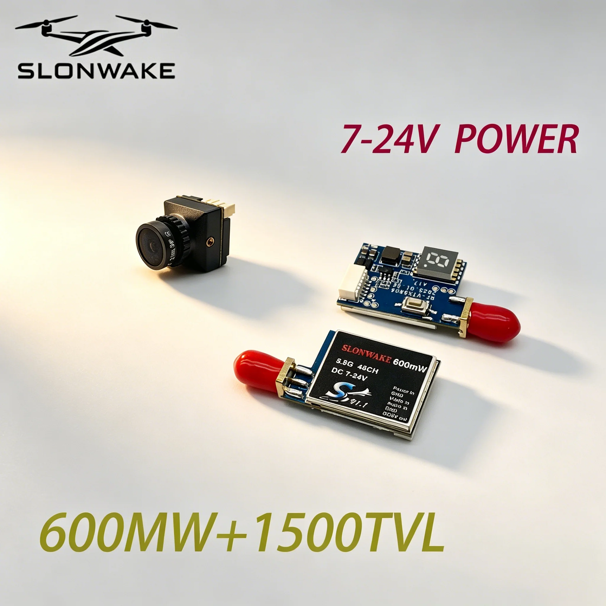 5.8GHz 600mw Video Transmitter VTX 48CH 7-24v power and 1500TVL FPV Camera 2.1mm adjustable For Long Rang FPV Racing Drone