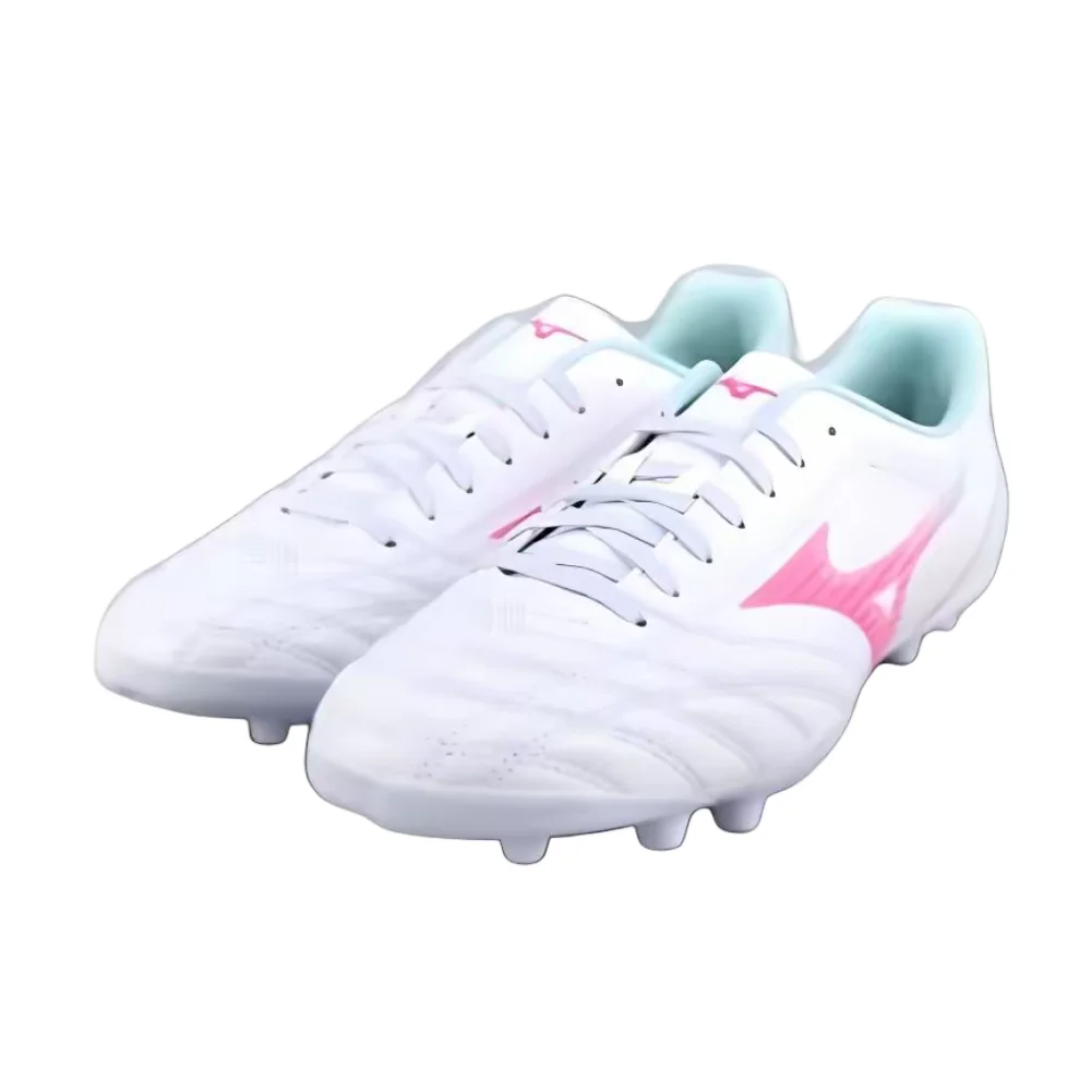 Mizuno Comfort Wrap AG Men's Soccer Cleats – White/Pink, Rubber Studs, Non-Slip Traction, Durable & Comfortable P1GA249330