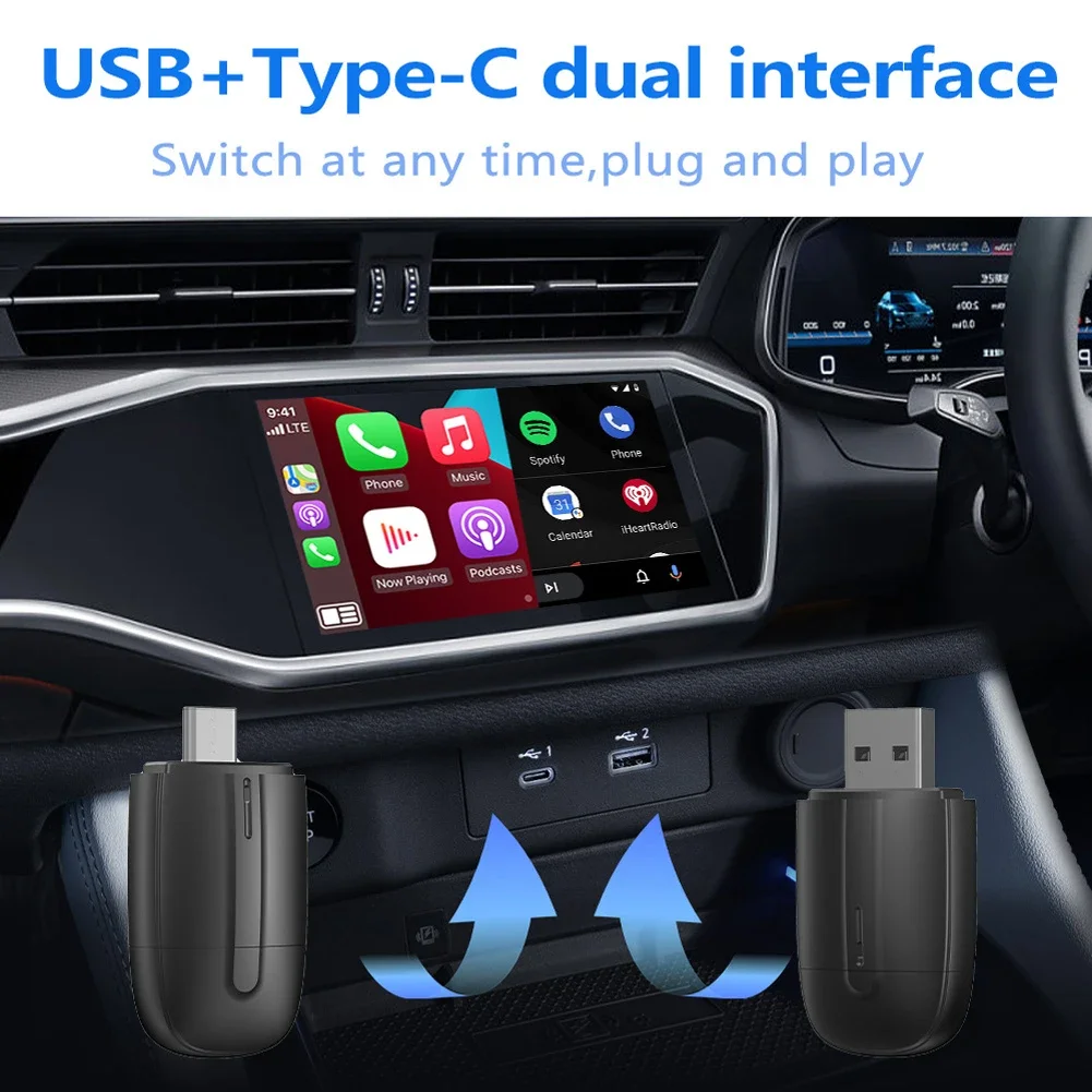 محول السيارات اللاسلكي CarPlay Android 5Ghz WiFi Type-C/USB التوصيل والتشغيل 2ln1 دونغل لمقعد أودي بنز فولفو VW تويوتا سكودا #5