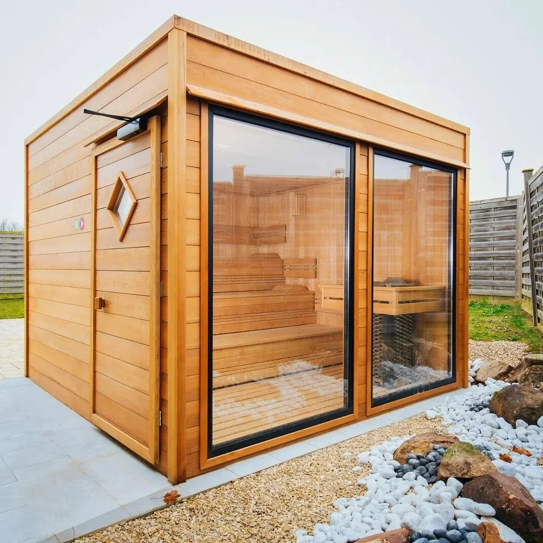 Commercial Luxury Outdoor Custom Sauna and Steam Room Solid Wood with Electric Heating