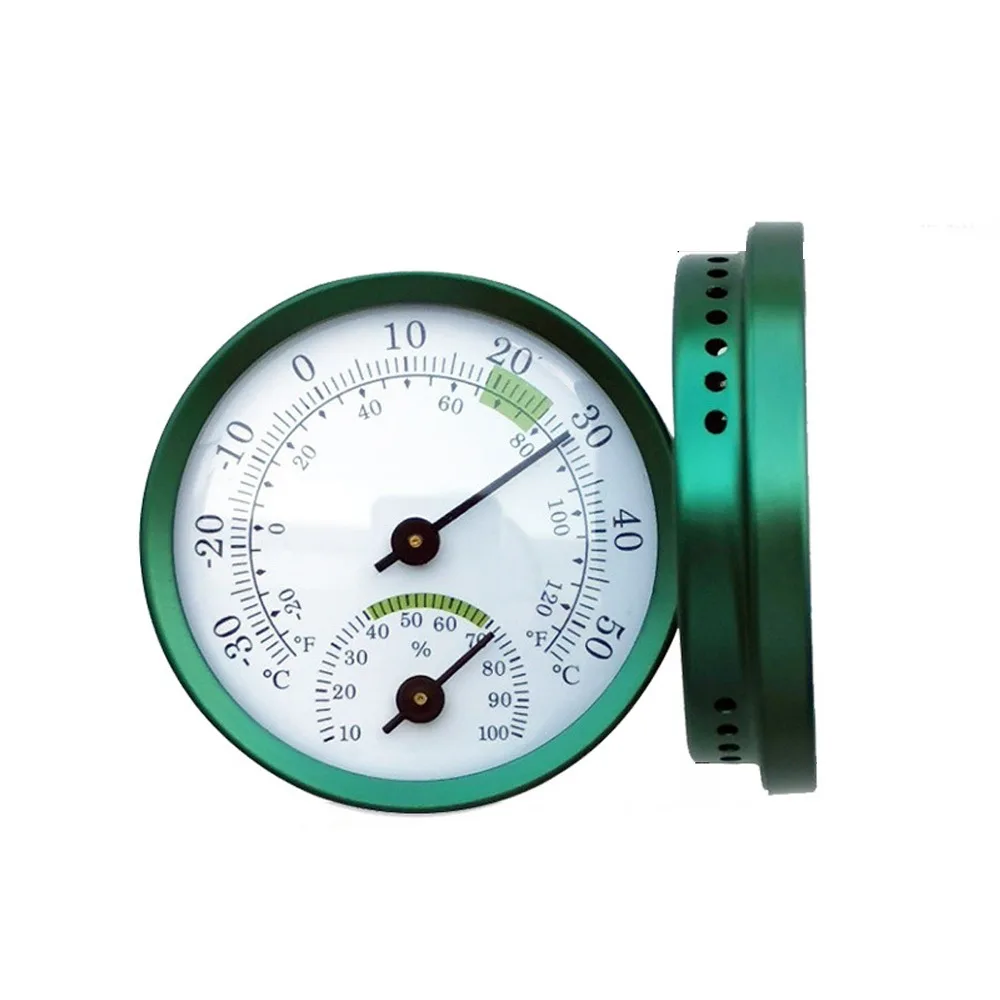 

2 in 1 Gauge Mini Pointer Thermometer No Battery Required Round Pointer Type Temperature Meter Metal Case Diameter 58MM
