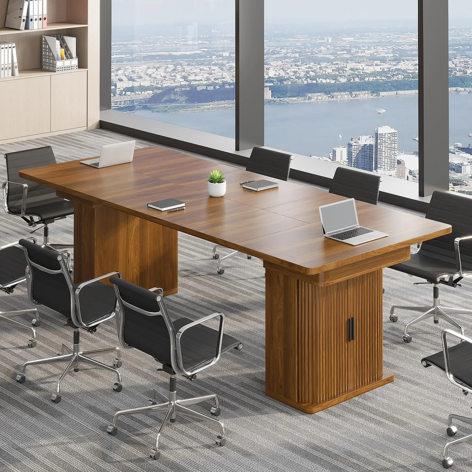 Extendable Rectangular Conference Room Table, Long Office Meeting Table